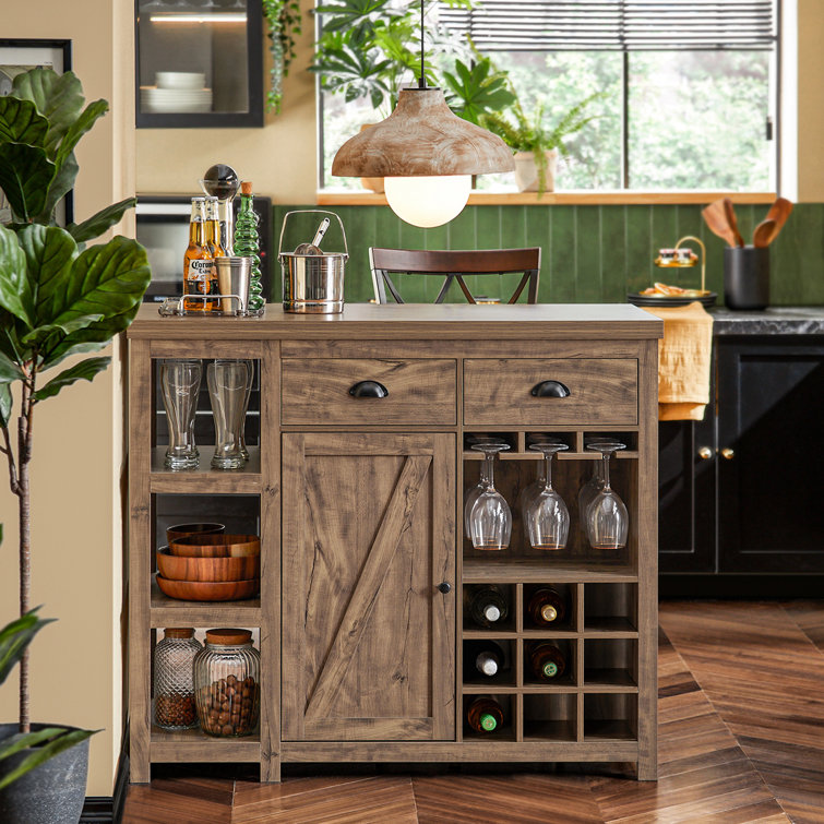 Rustic bar cabinet with 2024 wine storage